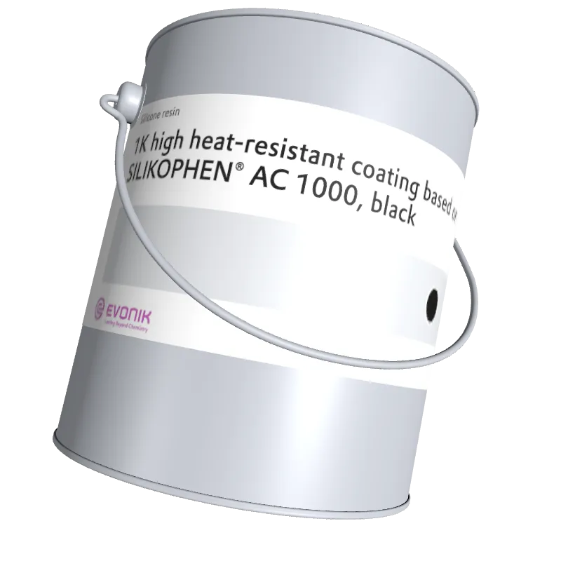 Paint bucket representation of 1K high heat-resistant coating based on SILIKOPHEN® AC 1000, black