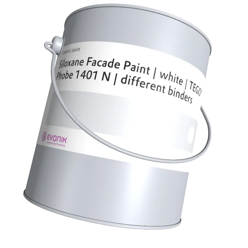 Paint bucket representation of Siloxane Facade Paint  |  white  |  TEGO® Phobe 1401 N  |  different binders