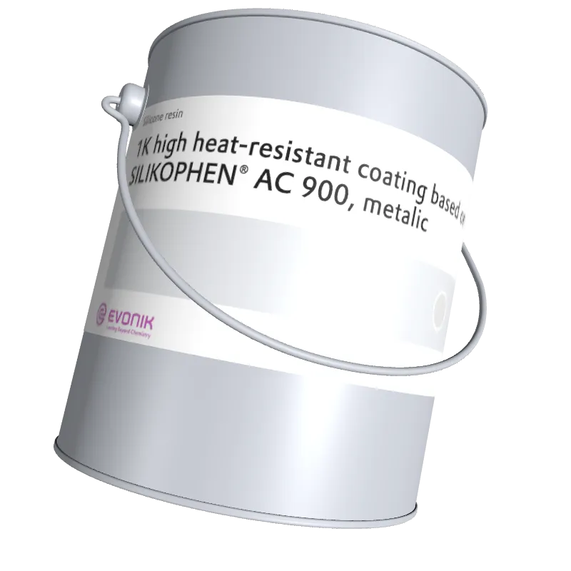 Paint bucket representation of 1K high heat-resistant coating based on SILIKOPHEN® AC 900, metalic